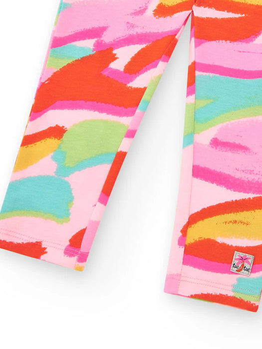 Tuc Tuc printed leggings with colourful brush stroke print.