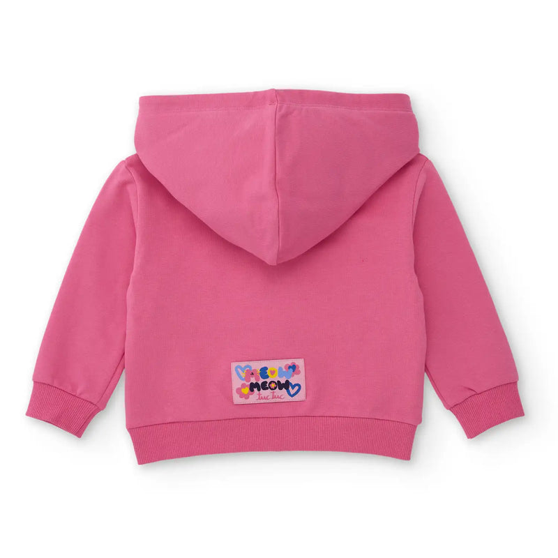 Back of the Tuc Tuc pink zip up hoodie.
