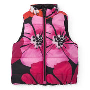 Floral print side of the Tuc Tuc reversible gilet.