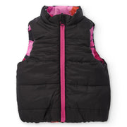 Plain black side of the girl's reversible gilet.