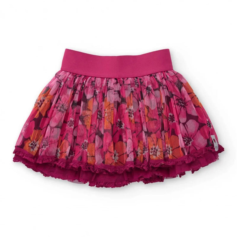 Girl's pleated tulle skirt with elasticated waist.