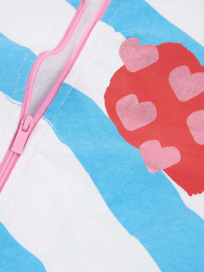 Tuc Tuc striped jacket with pink zipper.