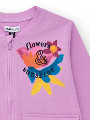 Tuc Tuc girl's pink zip up top with tropical flower print.