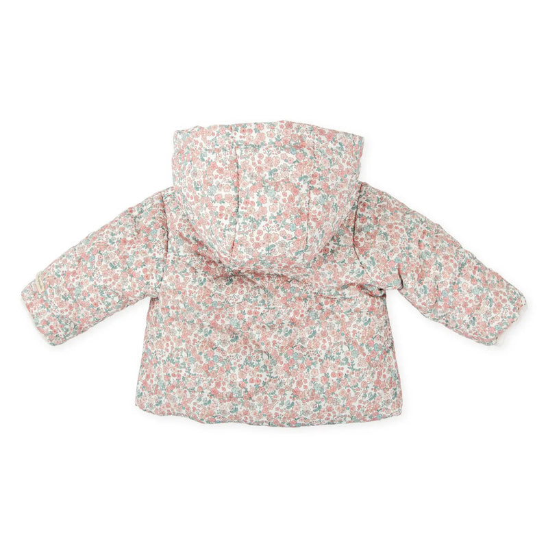 Back of the Tutto Piccolo baby girl's bouquet coat.