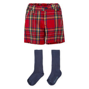 Tutto Piccolo boy's tartan shorts with matching socks.
