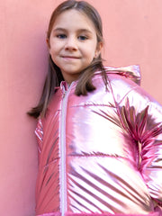 Girl wearing the Tutto Piccolo sunset coat.