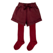 Tutto Piccolo burgundy shorts with matching tights.