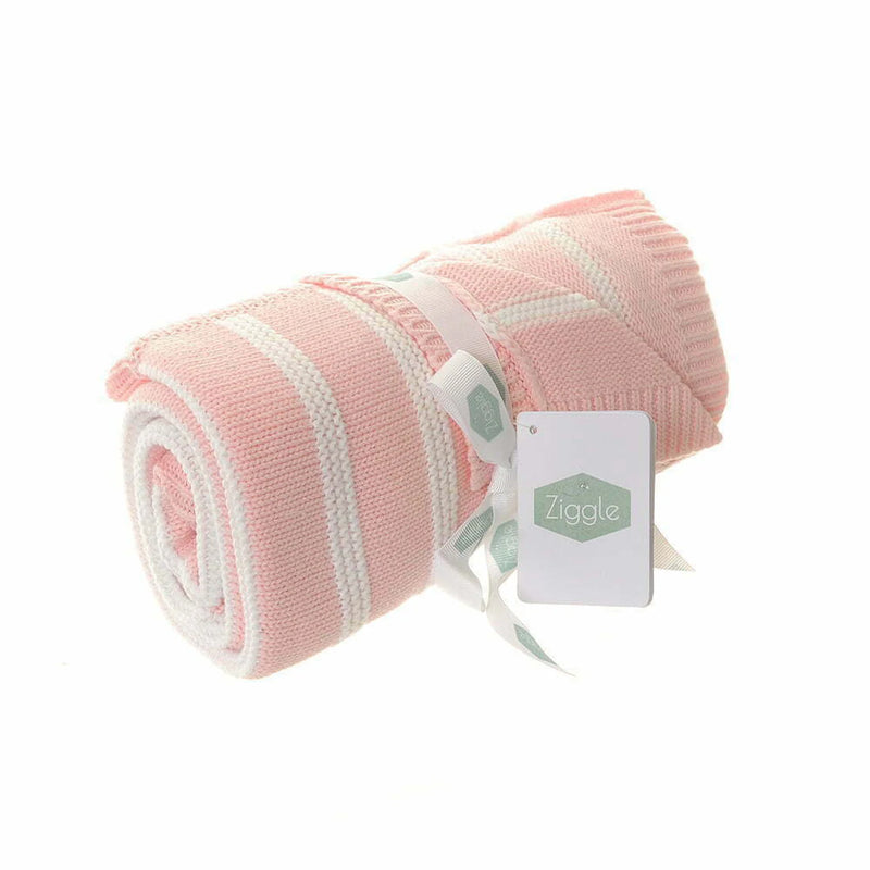 Ziggle Baby Blanket Pink & White Stripes
