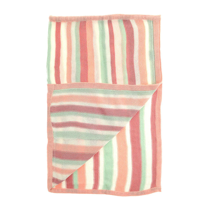 Ziggle Baby Blanket Pink, White & Green Stripes