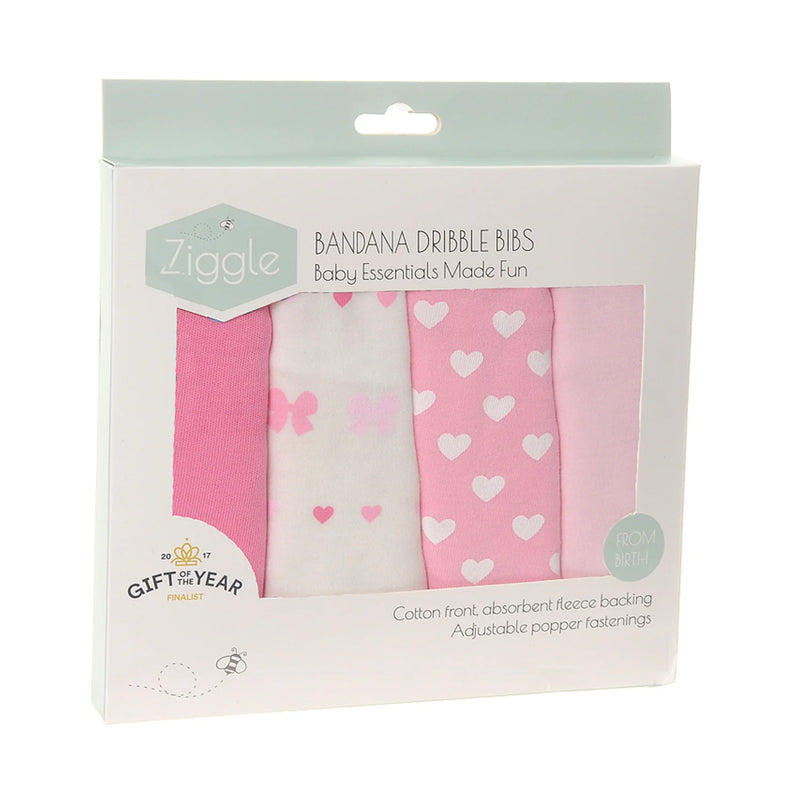 Ziggle Hearts & Bows Bib Set - Pack 4