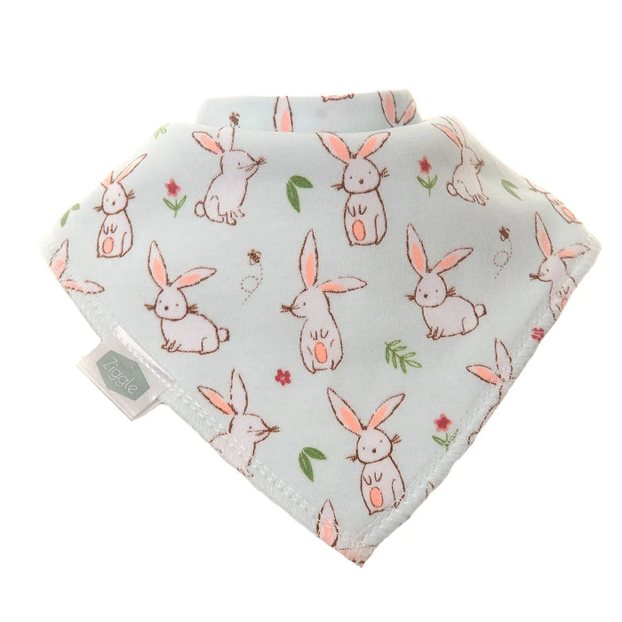 Ziggle pale blue bunnies bib.