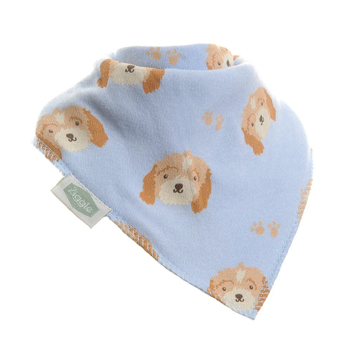 Ziggle blue cockapoo puppy print bib - 0312.