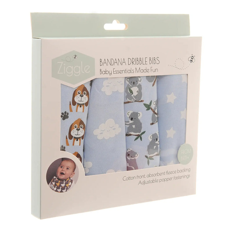 Ziggle Cuddly Blues Bib Set - Pack 4