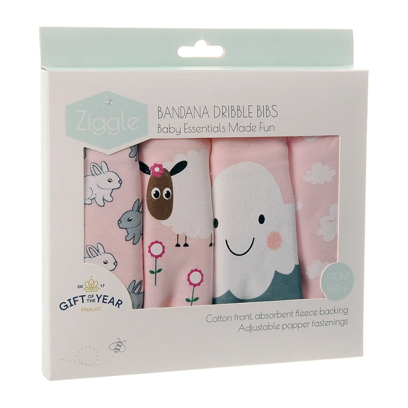 Ziggle Cuddly Pinks Bib Set - Pack 4