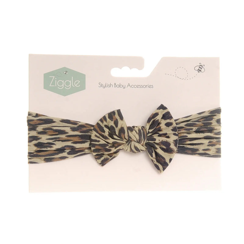 Ziggle girl's leopard print headband - bow0047.