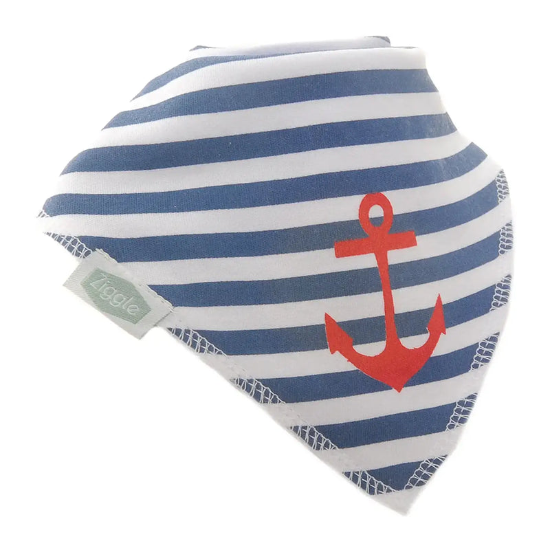 Ziggle blue and white striped bandana bib.