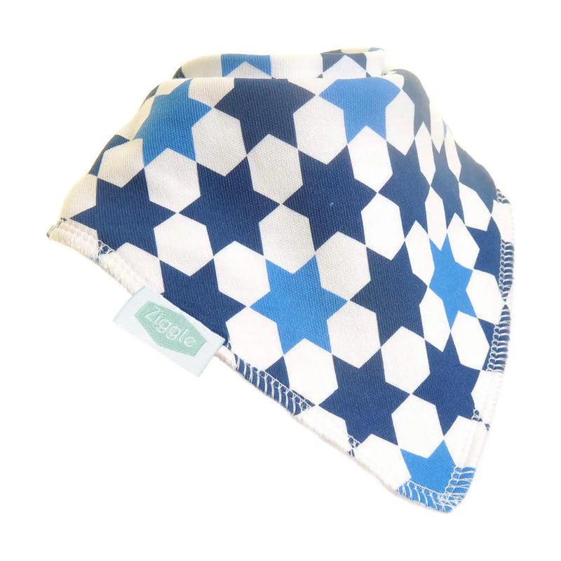 Ziggle navy and blue star bandana bib.