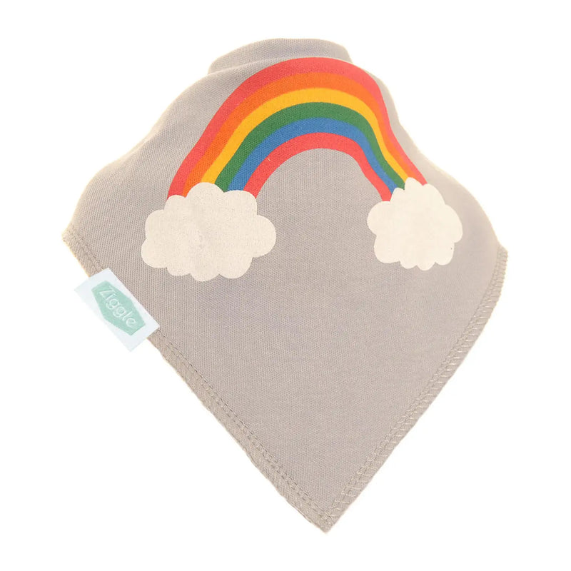 Ziggle light grey rainbow bandana bib.