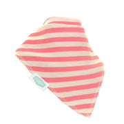Ziggle pink and white striped bib.