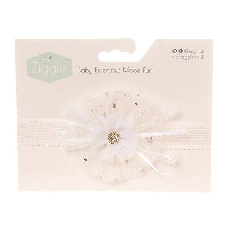Ziggle white flower headband - bow0037.