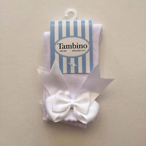Tambino knee high socks with double bow in white