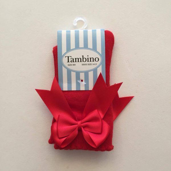 Tambino double bow knee high socks in burgundy