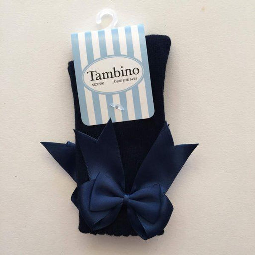 Tambino knee high socks with double bow in navy