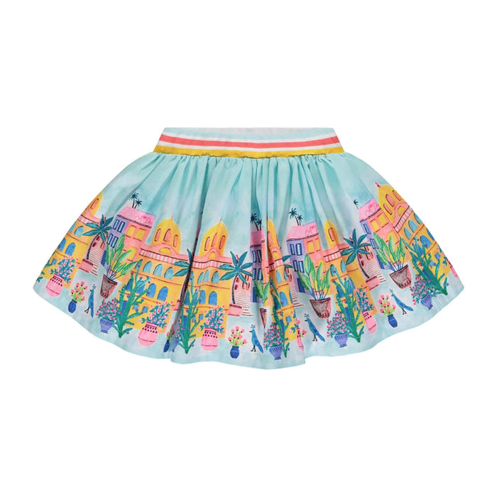 A Dee girls printed skirt, in aquamarine blue.