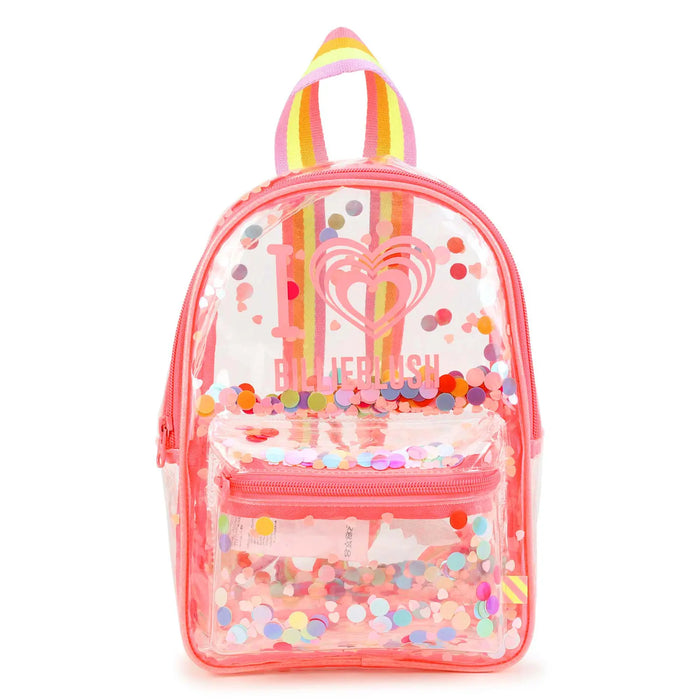 Billieblush transparent rucksack with colourful confetti.