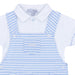 Closer view of the Blues Baby striped dungaree set.