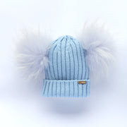 Bobble Babies Double Pom Pom Hat - Pale Blue
