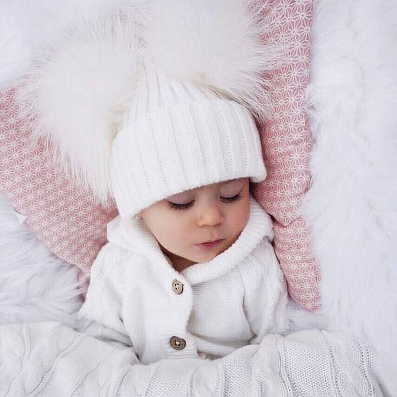 Bobble Babies Double Pom Pom Hat - Cream