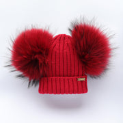 Bobble Babies Double Pom Pom Hat - Red