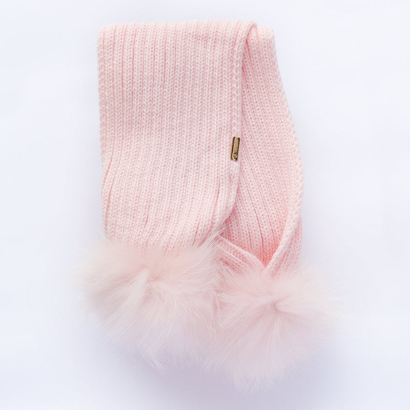 Bobble Babies Double Pom Pom Scarf - Baby Pink