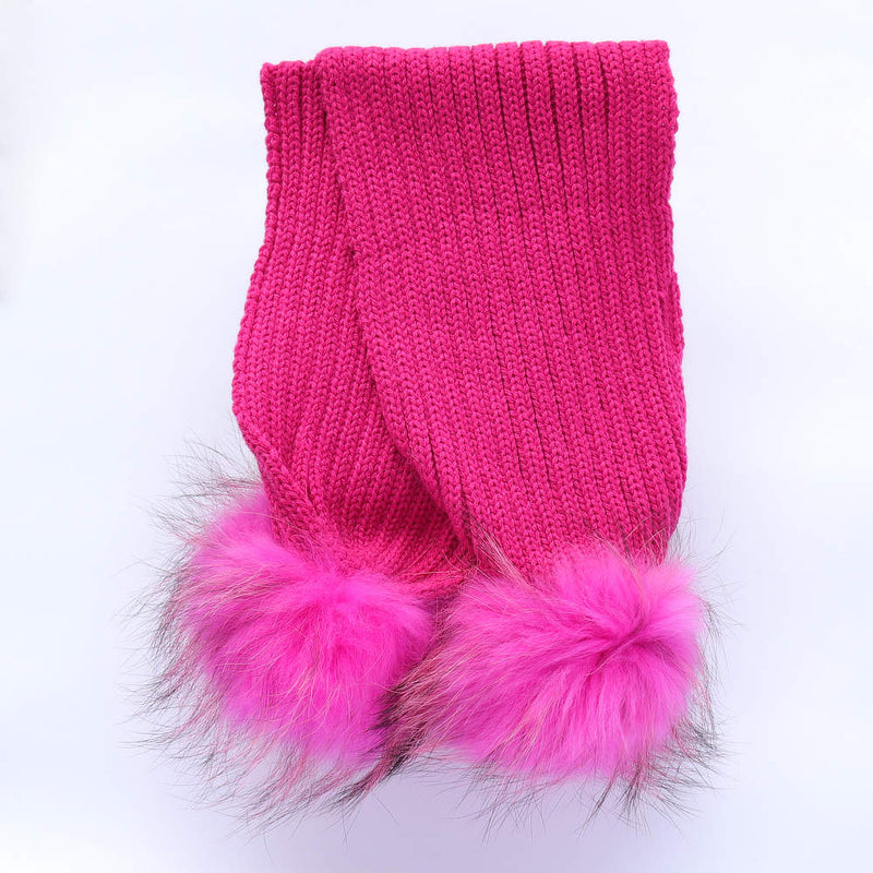 Bobble Babies Double Pom Pom Scarf - Cerise Pink