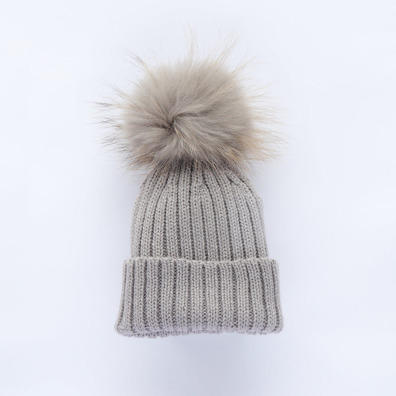 Bobble Babies Pom Pom Hat - Light Grey