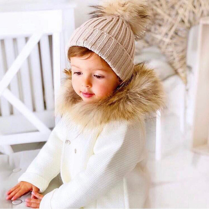 Bobble Babies Pom Pom Hat - Beige