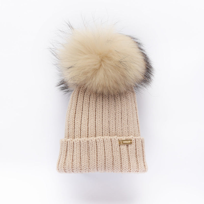 Bobble Babies Pom Pom Hat - Beige