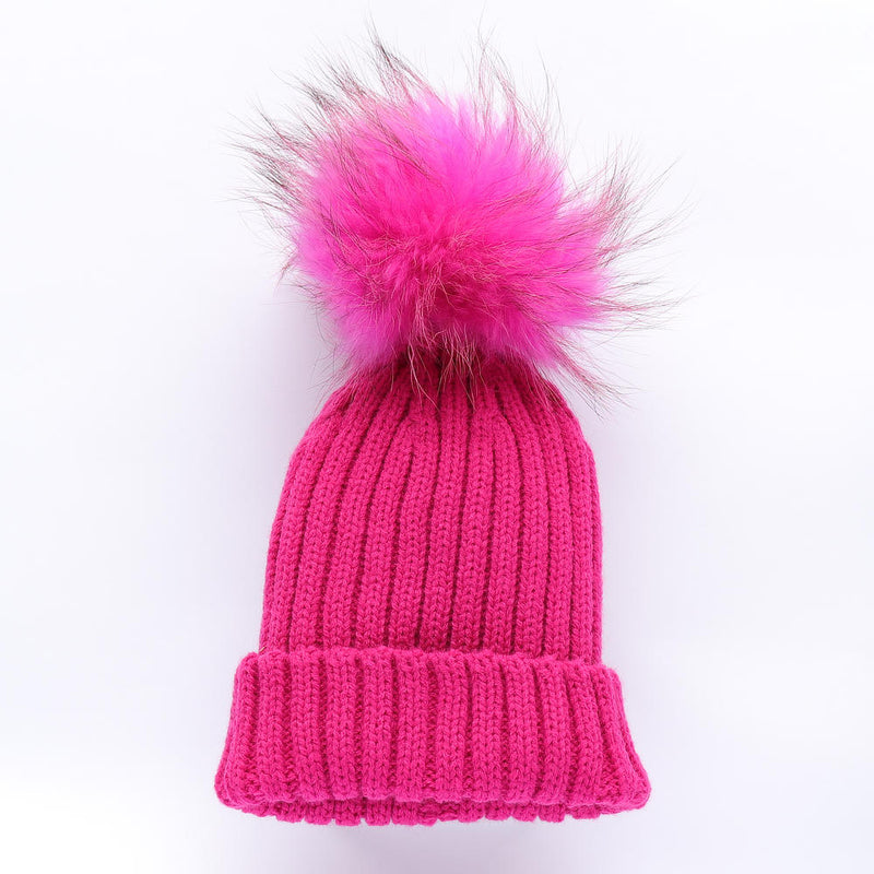 Bobble Babies Pom Pom Hat - Cerise Pink
