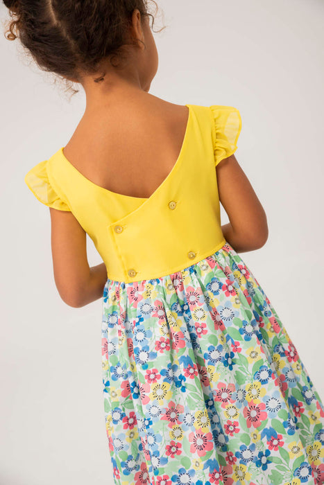 Back view of a girl wearing the Boboli combined dress.