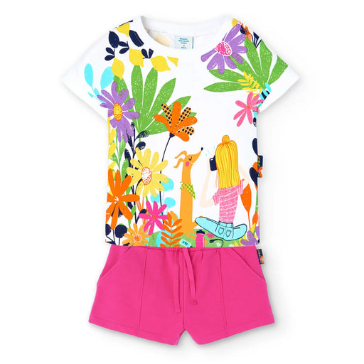 Boboli flower print t-shirt & shorts - 408158.