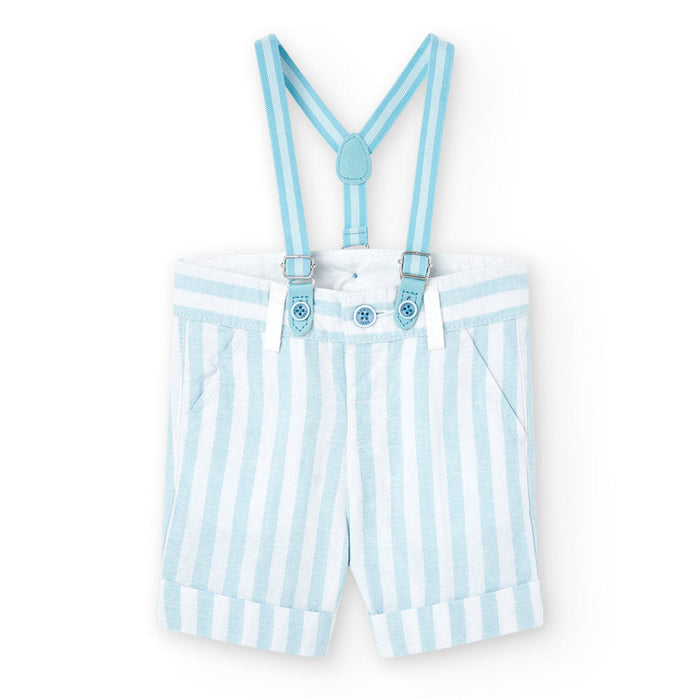 Boboli boy's sky blue candy stripe shorts.