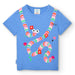 Girl's blue t-shirt with colour snake print. 