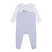 Closer view of the BOSS Pale Blue Babygrow.
