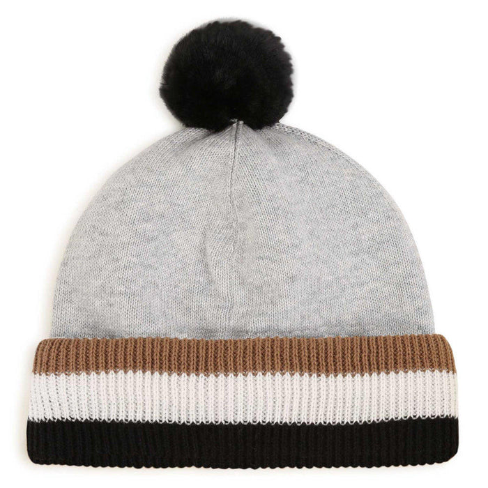 Back of the BOSS grey bobble hat.