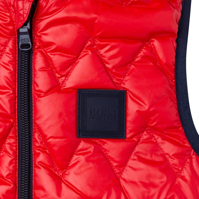 Logo patch on the BOSS Reversible Down Gilet Red - j26456