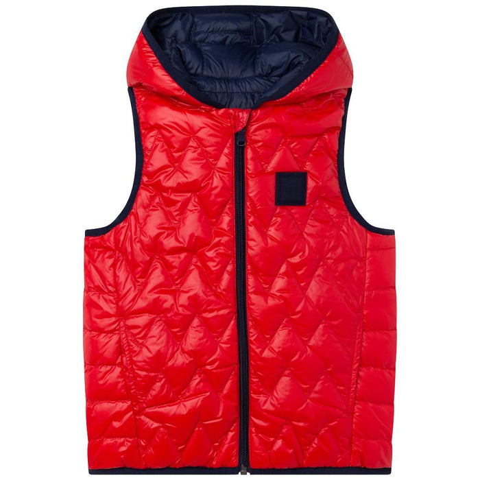 The red side of the BOSS Reversible Down Gilet Red - j26456