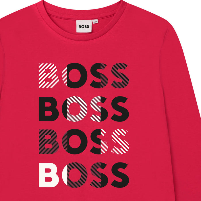 Closer view of the BOSS Repeat Logo T-Shirt.