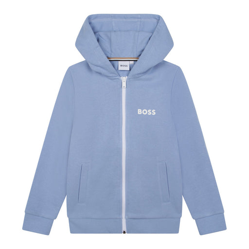 BOSS boy's pale blue zip up hoodie - j25o51.