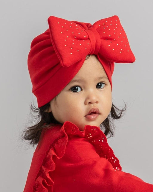 Caramelo Bow Turban Hat Red - 104570.